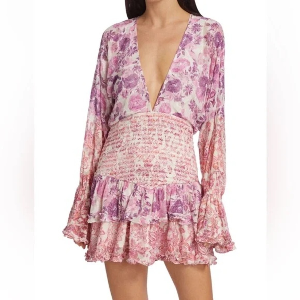 HEMANT & NADITA Suki Floral Ruffle Dress